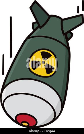 Fat man nuclear bomb isolated vector illustration for Hiroshima Day on August 6. Nuclear warfare and atomic bombings remembrance symbol. Stock Vector