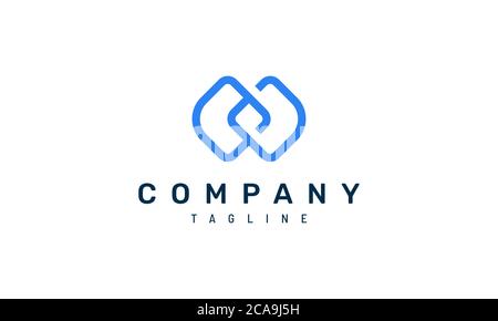 Combined letters W and M. Simple blue monogram logo design Stock Vector