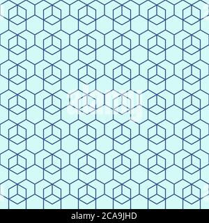 Seamless line pattern, abstract geometric background in navy blue and turquoise colors. Vector illustration. Stock Vector