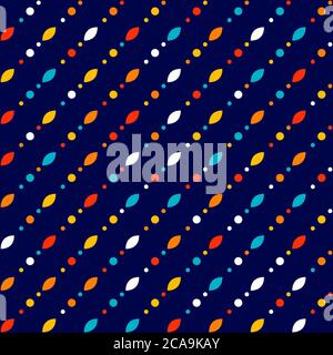 Abstract geometric pattern, small spots and dots. Colorful particles on dark background. Seamless vector pattern. Abstract background. Stock Vector