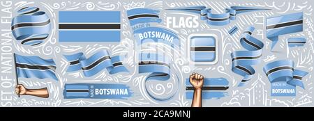 Vector set of the national flag of Botswana in various creative designs Stock Vector