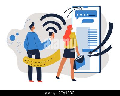 Modern technologies for business and development, people and wifi Stock Vector