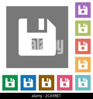 File stop flat icons on simple color square backgrounds Stock Vector
