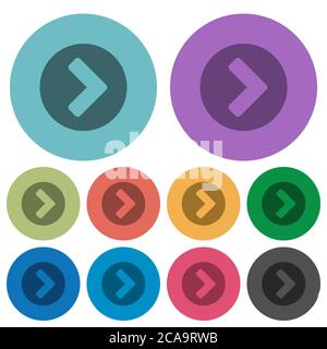 Chevron right darker flat icons on color round background Stock Vector