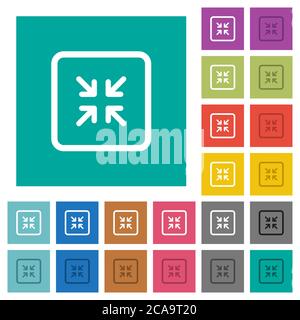 Shrink object multi colored flat icons on plain square backgrounds. Included white and darker icon variations for hover or active effects. Stock Vector