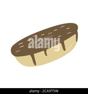 Donut with cream. Chocolate donut in flat style vector illustration for package design Stock Vector