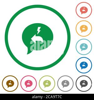 Quick reply message flat color icons in round outlines on white background Stock Vector