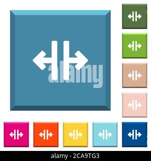 Vertical split tool white icons on edged square buttons in various trendy colors Stock Vector