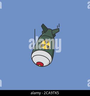 Fat man nuclear bomb vector illustration for Hiroshima Day on August 6. Nuclear warfare and atomic bombings remembrance symbol. Stock Vector