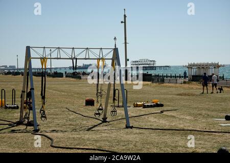 Brighton Hove seafront with Hove lawns in the foreground. Promenade in English Riviera Stock Photo Alamy