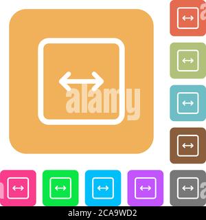 Adjust object width flat icons on rounded square vivid color backgrounds. Stock Vector