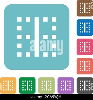 Vertical border white flat icons on color rounded square backgrounds Stock Vector