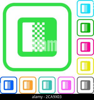 Color gradient vivid colored flat icons in curved borders on white background Stock Vector
