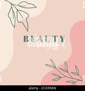 Organic minimal trendy vector background template for social media post. Abstract floral pastel colors backdrop Stock Vector