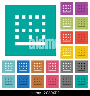 Bottom border multi colored flat icons on plain square backgrounds. Included white and darker icon variations for hover or active effects. Stock Vector