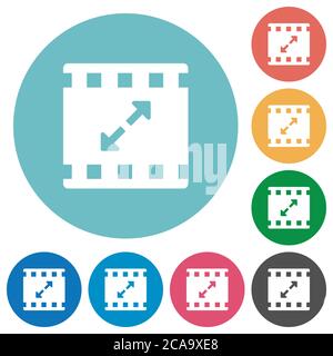Movie resize large flat white icons on round color backgrounds. 17 ...