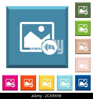 Undo image changes white icons on edged square buttons in various trendy colors Stock Vector