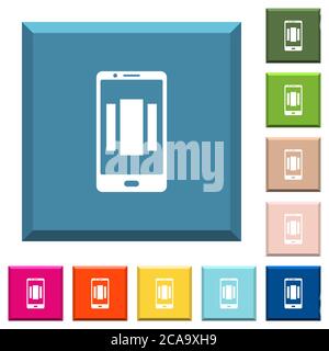 Setting up mobile homescreen white icons on edged square buttons in various trendy colors Stock Vector