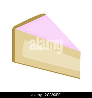 Cheese cake. Piece of pink cake in flat style vector illustration Stock Vector