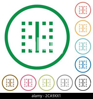 Vertical border flat color icons in round outlines on white background Stock Vector
