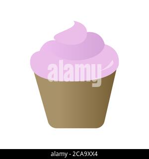 Cupcake with cream. Pink cupcake in flat style vector illustration Stock Vector