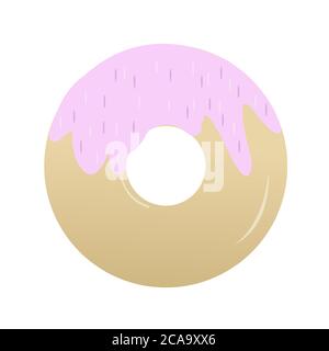 Donut with cream. Pink donut in flat style vector illustration Stock Vector