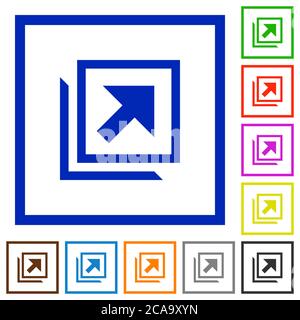 Open in new window flat color icons in square frames on white background Stock Vector