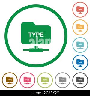 FTP enter passive mode flat color icons in round outlines on white background Stock Vector