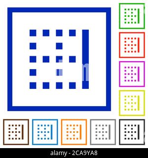 Right border flat color icons in square frames on white background Stock Vector