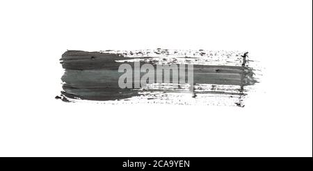 Black brush stroke with watercolor isolated on white background Stock Photo