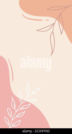 Trendy abstract floral background for social media stories post. Vector minimal template with sopy space for text Stock Vector