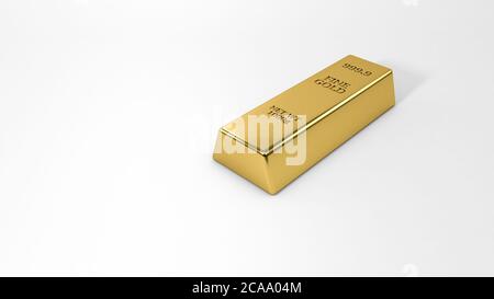 Gold bar isolated on white background. Financial concept,gold bullion close-up Stock Photo