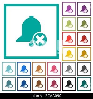 Cancel reminder flat color icons with quadrant frames on white background Stock Vector