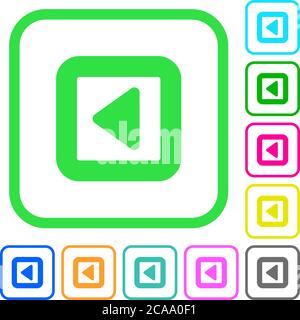 Toggle left vivid colored flat icons in curved borders on white background Stock Vector