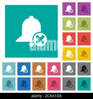Cancel reminder multi colored flat icons on plain square backgrounds. Included white and darker icon variations for hover or active effects. Stock Vector