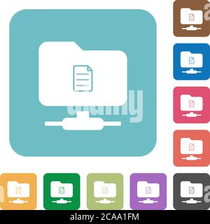 FTP properties white flat icons on color rounded square backgrounds Stock Vector