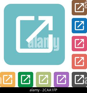 Open in new window white flat icons on color rounded square backgrounds Stock Vector