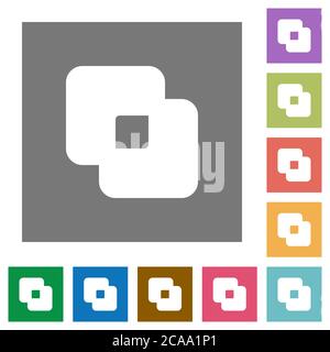 Exclude shapes flat icons on simple color square backgrounds Stock Vector