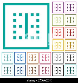 Vertical border flat color icons with quadrant frames on white background Stock Vector