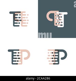 TP letters logo with accent speed pink and gray Stock Vector