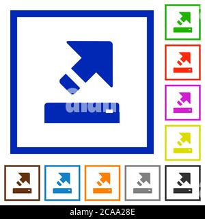 Export flat color icons in square frames on white background Stock Vector