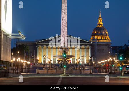 Paris, View of Place de la Concorde and National assembly by night Stock Photo