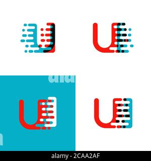 UI letters logo with accent speed red and blue Stock Vector