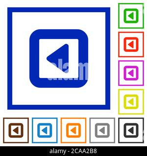 Toggle left flat color icons in square frames on white background Stock Vector