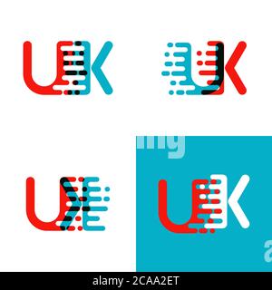 UK letters logo with accent speed red and blue Stock Vector