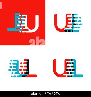UL letters logo with accent speed red and blue Stock Vector