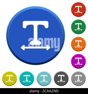 Adjust font width round color beveled buttons with smooth surfaces and flat white icons Stock Vector