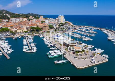 Var department, Aerial view of Sainte Maxime on French Riviera, Stock Photo