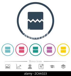 Page break flat color icons in round outlines. 6 bonus icons included. Stock Vector