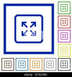 Enlarge object flat color icons in square frames on white background Stock Vector